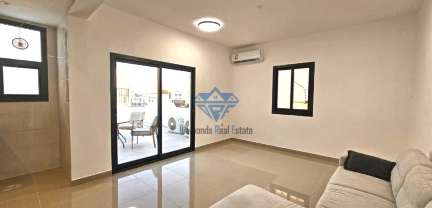 Newly Renovated 1 BHK Furnished Penthouse for Rent in Azaiba 